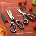 Food Grade Kitchen Scissors All Purpose 3 Pack - Heavy Duty Stainless Steel Cooking Shears for Cutting Meat, Food, Fish, Poultry Sharp Sissors for Dishwasher Safe - with Protective Sheath