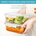 Vtopmart 2Pack 1860ml/63oz Large Glass Storage Containers with Lids, Meal Prep Food Container Set with Snap Airtight Lid for Baking, Microwave, Oven, Leak Proof, for Freezer, Dishwasher, Grey
