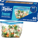 Ziploc Half Gallon Food Storage Freezer Bags, Grip 'n Seal Technology for Easier Grip, Open, and Close, 40 Bags Total