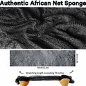 African Net Sponge Authentic, African Exfoliating Sponge Real African Net Black Owned, African Bath Sponge Back Scrubber, Body Exfoliator Shower Bath Accessories (Black)