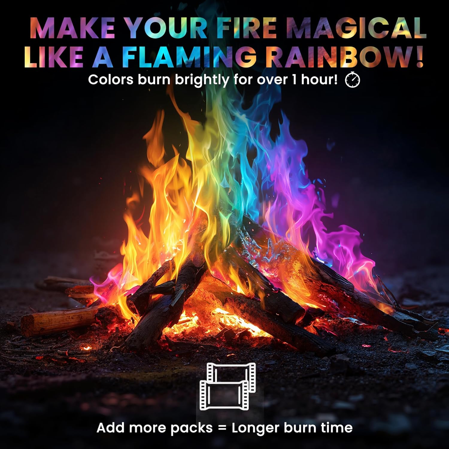 Magical Flames Fire Color Changing Packets Fire Pit (25 Pack), Fire Color Packets for Camping Essentials, Campfire, Bonfire & Fireplaces, Campfire Accessories