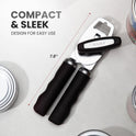 Zulay Kitchen Heavy Duty Stainless Steel Can Opener Manual with Bottle Opener - Rust Proof Manual Can Opener With Turn Knob & Comfy Soft Grip Handles - Black