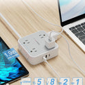 TESSAN Surge Protector Power Strip, 5 Ft Flat Plug Extension Cord with 3 USB (1 USB C) 8 Outlets, 1250W, 900J Protection, 3 Sided Outlet Extender with Power Switch for Office, Dorm Room Essentials