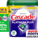 Cascade Platinum Plus Dishwasher Pods, Dishwasher Detergent, Dish Detergent Soap, Lemon, 57 Count