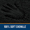 OLANLY Black Bathroom Rug 30x20, Extra Soft Absorbent Chenille Bath Rugs, Rubber Backing Quick Dry, Machine Washable Bath Mats for Bathroom Floor, Tub and Shower, Home Decor Accessories