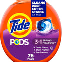 Tide PODS Liquid Laundry Detergent Soap Pacs, HE Compatible, Powerful 3-in-1 Clean in one Step, Built in Stain Removers, Spring Meadow Scent, 76 Count