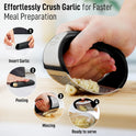Zulay Kitchen Stainless Steel Garlic Press Rocker Set - Premium Garlic Mincer Garlic Crusher - New Innovative Garlic Crusher with Peeler and Scraper - Comfortable Grip (Black)
