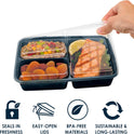 Bentgo Prep - 20-Piece 3-Compartment Reusable Meal Prep Containers with Lids, PFAS & BPA Free Materials, Durable, Microwave, Freezer, & Dishwasher Safe To Go Food Storage (Navy Blue)