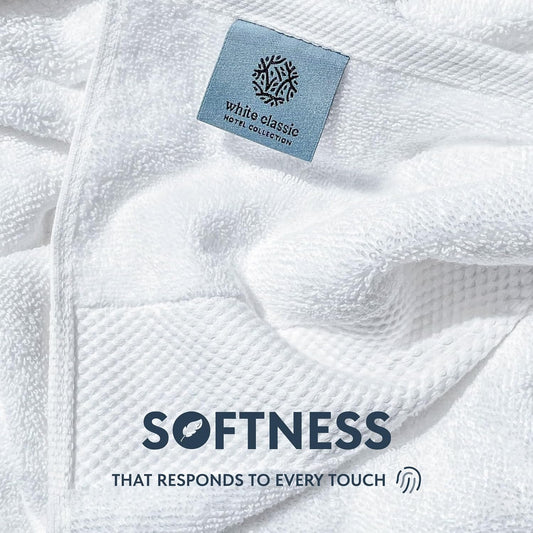 Luxury White Hand Towels - Soft 100% Turkish Cotton | Highly Absorbent Hotel spa Bathroom Towel Collection | 16x30 Inch | Set of 6