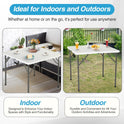 FDW 34" Folding Card Table Plastic Table Portable Square Height Dining Table Perfect for Party and Parties Backyard Events, White