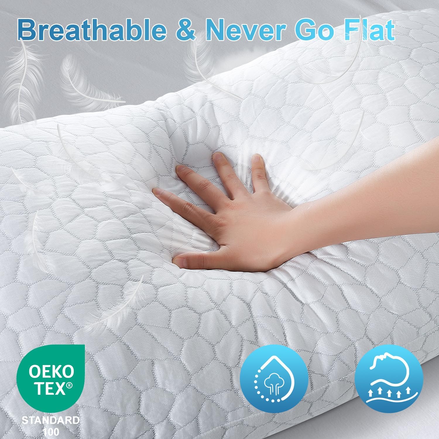 QUTOOL Cooling Pillow for Sleeping 2 Pack, Luxury Shredded Memory Foam Bed Queen Pillows Set of 2, Cool Pillow for Hot Sleepers Adjustable Firm Pillow for Side, Back, Stomach Sleepers Soft Yet Support