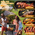 Portable Charcoal Grill Foldable BBQ Grill Kit - Compact Camping Grill for Outdoor BBQ, Cooking, Picnics, Beach, Backyard - Barbecue Accessories with Grill Tools