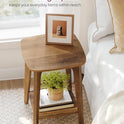 VASAGLE MAEZO Collection - Side Table, 2-Tier Small Square End Table, Nightstand with Tapered Legs, Curved Transitions, for Small Spaces, Living Room, Bedroom, Honey Brown ULET236K01