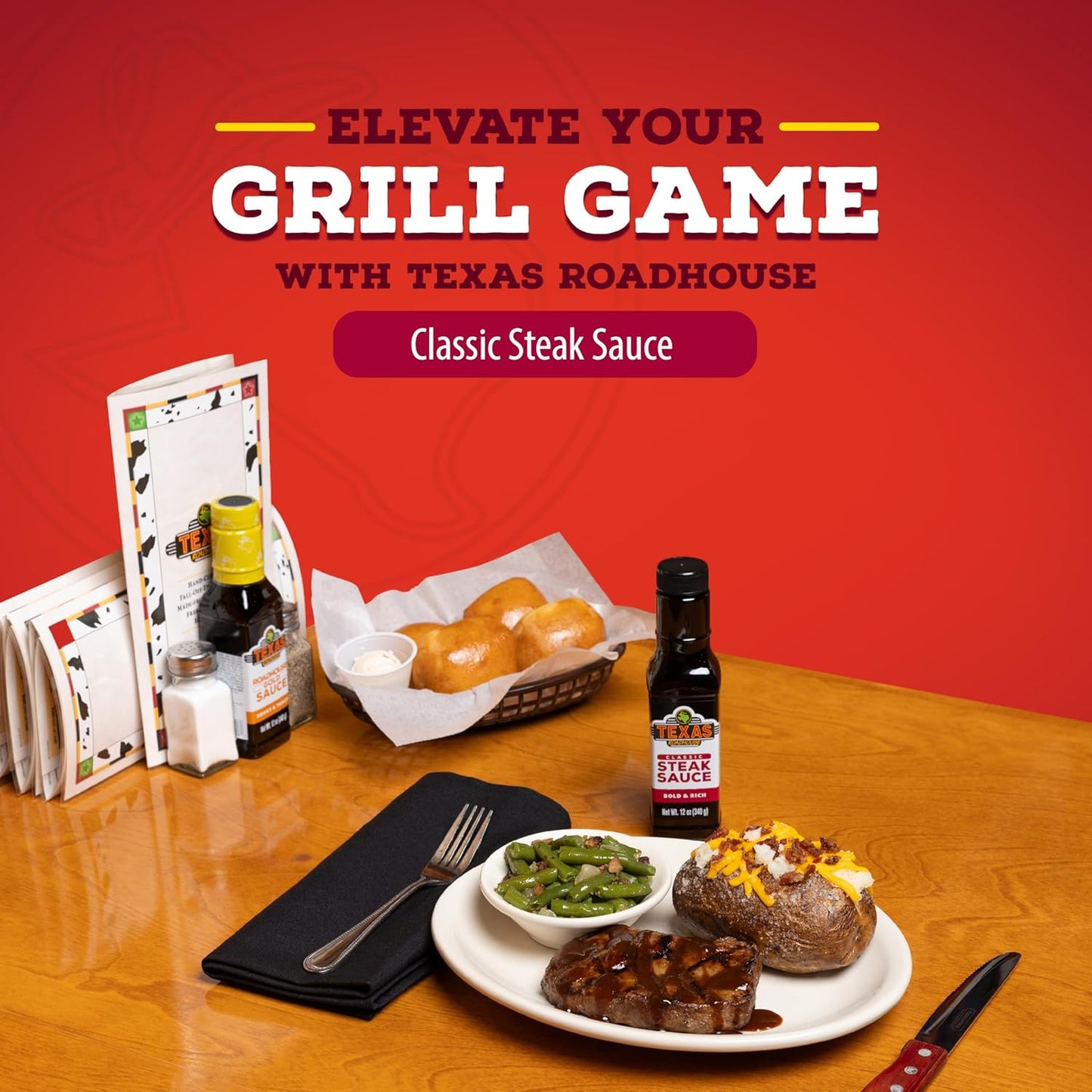 Texas Roadhouse Classic Steak Sauce, 12 oz. Bottle, Perfect Steak Marinade or Dipping Sauce, Made with Vinegar, Onion and Garlic