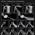 High Pressure Rain Shower Head: Upgrade Shower Heads with Handheld Spray Combo with Fixed Showerhead and 10 Sprays Handheld Shower Head, Detachable Shower head Built-in Magnetic Docking and Power Jets