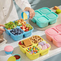 4 Pcs Snack Box Containers Set, Reusable 4 Compartment Lunchable Container with 2Pcs Sauce Containers, Stackable BPA-Free Bento Box for School, Work, Travel (4 Color)