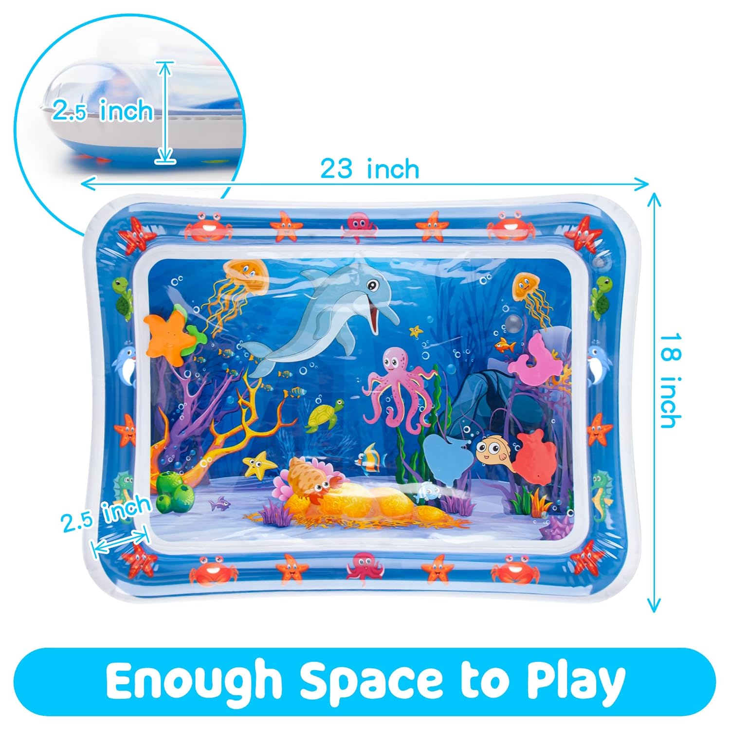 Tummy Time Water Mat for Babies | Inflatable Sensory Play Mat for Infants (3–12 Months), Baby Gift Idea