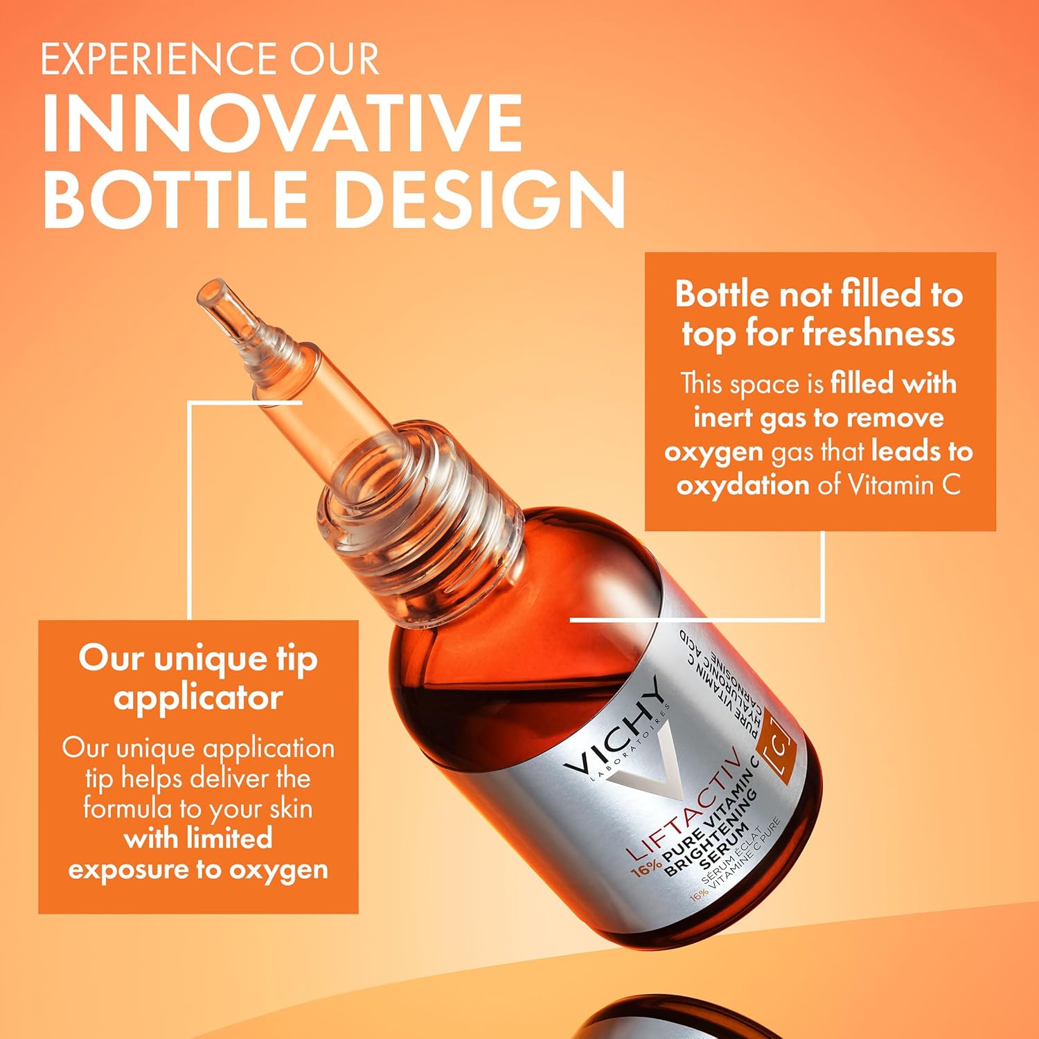 Vichy LiftActiv Vitamin C Serum For Face, Brightening Serum With Pure Vitamin C + Hyaluronic Acid + Vitamin E, Reduces Fine Lines, Smooths Skin Texture, Improves Radiance, Anti Aging