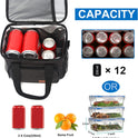 Femuar Reusable Lunch Box for Men/Women - Insulated Lunch Bag Leakproof Lunchbox for Work Office Picnic Beach - Freezable Lunch Cooler Bag with Adjustable Shoulder Strap - Black