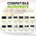 HOVER COVER Magnetic Splatter Cover, 12-Inch Clear BPA-Free Food Lid, Vented Plate Guard with Steam Vents, Anti-Splash Microwave Lid, Dishwasher Safe, Space-Saving Magnetic Storage - Gray