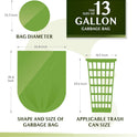 Compostable Trash Bags - FORID 13 Gallon Tall Kitchen Garbage Bags 80 Count Unscented Trash Can Liners 55 Liter Medium Wastebasket Bags for Bathroom Home Bedroom Office Garbage Can (5Rolls/Green)