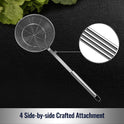 Hiware Solid Stainless Steel Spider Strainer Skimmer Ladle for Cooking and Frying, Kitchen Utensils Wire Strainer Pasta Spoon, 5.4 Inch