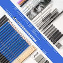 Prina 50 Pack Drawing Set Sketch Kit, Sketching Supplies with 3-Color Sketchbook, Graphite, and Charcoal Pencils, Pro Art Drawing Kit for Artists Adults Teens Beginner Kid, Ideal for Shading, Blending