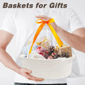 Pro Goleem Small Woven Burr Basket with Gift Bags and Ribbons Durable Baskets for Gifts Empty Small Rope Basket for Storage 12"X 8" X 5" Baby Toy Baskets with Handles, White