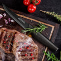 Amorston Steak Knives, Steak Knives Set of 8, Stainless Steel Steak Knife Set, Serrated Knives Dishwasher Safe, Elegant Black