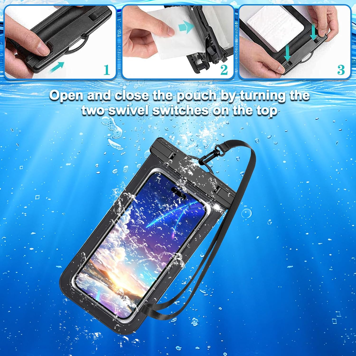 Famoby Up to 8.3" 5 Pack Multicolor Universal Waterproof Phone Pouch, Phone Waterproof Case Dry Bag,Protection Level: IP68,Outdoor Sports for Apple iPhone,Samsung