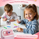 Instant Camera, Front Rear Dual Selfie Kids Camera with 1080P Videos, Holiday Birthday Gifts for Kids Age 3-12, Toddler Portable Travel Print Digital Camera Toy for 4 5 6 7 8 9 Year Boys Girls