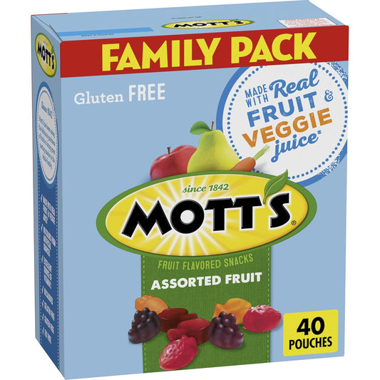Mott's Assorted Fruit Flavored Snacks, Valentine's Day, Gluten Free, Family Pack, 40 Ct, 32 oz