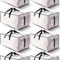 8 Pack Large Strong Moving Bags with Zippers & Carrying Handles - Water-Resistant - Heavy Duty Storage Tote for Space Saving, Fold Flat, Alternative to Moving Box (Semi-Transparent)