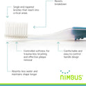 Nimbus Extra Soft Toothbrushes (Compact Size Head) Periodontist Design Tapered Bristles for Sensitive Teeth and Receding Gums, Individually Wrapped Plaque Remover Toothbrush (5 Pack, Colors May Vary)
