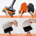 Tile Tub Scrubber Brush with 3 Different Function Cleaning Heads and 56" Extendable Long Handle-No Scratch Shower Scrubber for Cleaning Bathroom Kitchen Toilet Wall,Bathtub,Sink,Grey