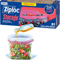 Ziploc Gallon Food Storage Bags, Stand-Up Bottom, Easy to Fill, 81 Count (Packaging May Vary)
