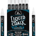 Liquid Chalk Marker Pen - White Dry Erase Marker - Chalkboard Signs, Windows, Blackboard, Glass (6 Pack) 3-6mm Reversible Tip, 3-3mm Fine Tip
