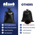 Plasticplace 95-96 Gallon Heavy Duty Black Trash Bags - Contractor Grade, Extra Large Garbage Bags for Construction & Outdoor Trash Cans, 1.2 Mil Thick, 61” x 68” (15 Count Roll)