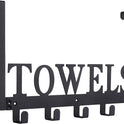 Over The Door Hooks, Towel Holder for Bathroom, Door Mount Towel Rack Towel Hooks for Bedroom Beach Towels Bathrobe Wall Mount Hang on The Door Cabinet Cupboard Metal Sandblasted (Black)