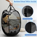 DUCOO Pop Up Hamper, 1 PCS Mesh Pop Up Laundry Hamper, Foldable Mesh Laundry Basket with Space-Saving Design for Home, Dorm, Travel & Storage - Black