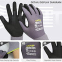 LOCCEF Work Gloves MicroFoam Nitrile Coated-6 Pairs,Seamless Knit Nylon Gloves,Gray Work gloves