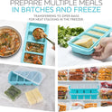 Silicone Freezer Tray With Lid - Soup Freezer Container molds - Large Ice Cube Tray- makes 8 perfect 1 cup portions cubes, 2-Pack Freezer Storage Food Soups & Meal Prep - Oven & Dishwasher -Safe