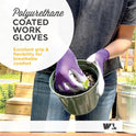 Wells Lamont Gardening Gloves for Women – Breathable Polyester, Seamless Fit – PU-Coated Palm for Grip & Durability – Elastic Wrist – Pink/Green/Purple, Medium, Pack of 3 (413MF)