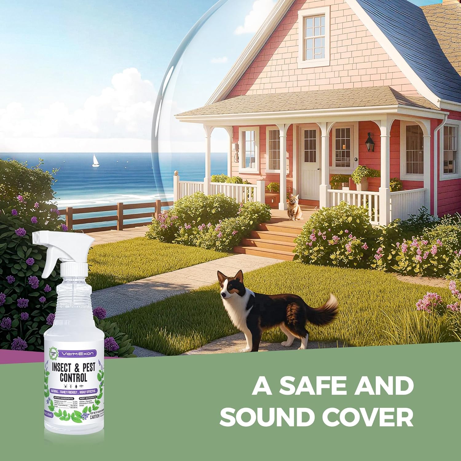 Peppermint Oil Insect & Pest Control Spray – 16oz Natural Plant-Based Bug Killer for Spiders, Ants, Flies, and Other Insects, Safe for Home & Kitchen Use