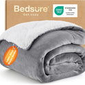 Bedsure GentleSoft Sherpa Fleece Throw Blanket for Couch - Thick and Warm Blanket for Winter, Soft Fuzzy Plush Throw Gifts for Women and Men, Grey, 50x60 Inches