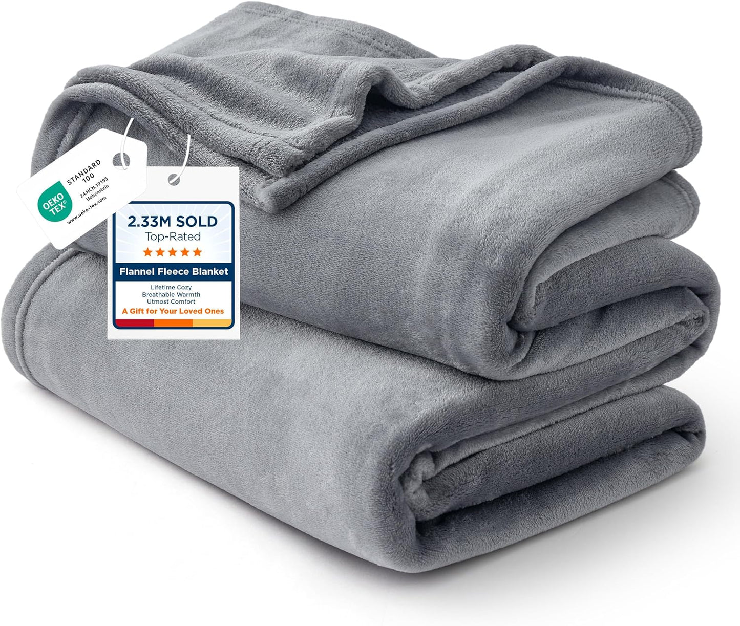 Bedsure GentleSoft Fleece Bed Blankets Queen Size Grey - Soft Warm Winter Blanket Lightweight Cozy Luxury Microfiber, Room Home Decor Decorations Gifts for Women and Men, 90x90 inches
