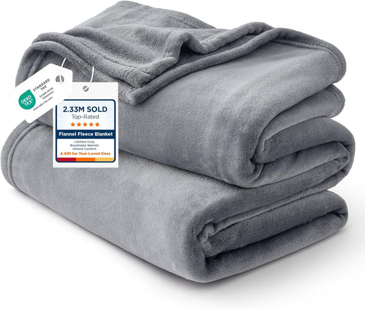 Bedsure GentleSoft Fleece Bed Blankets Queen Size Grey - Soft Warm Winter Blanket Lightweight Cozy Luxury Microfiber, Room Home Decor Decorations Gifts for Women and Men, 90x90 inches