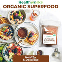 Healthworks Superfoods Organic Cacao Powder - 16 Oz / 1 Lb - Cocoa Chocolate Substitute - Rich Chocolate Flavour - Sugar-Free, Keto, Vegan & Non-GMO - Peruvian Bean/Nut Origin - Antioxidant Superfood