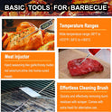 grilljoy 24PCS BBQ Grill Tools Set with Meat Thermometer and Injector - Extra Thick Stainless Steel Fork, Spatula& Tongs - Complete BBQ Accessories in Aluminum Case - Perfect Grill Gifts for Men Grey