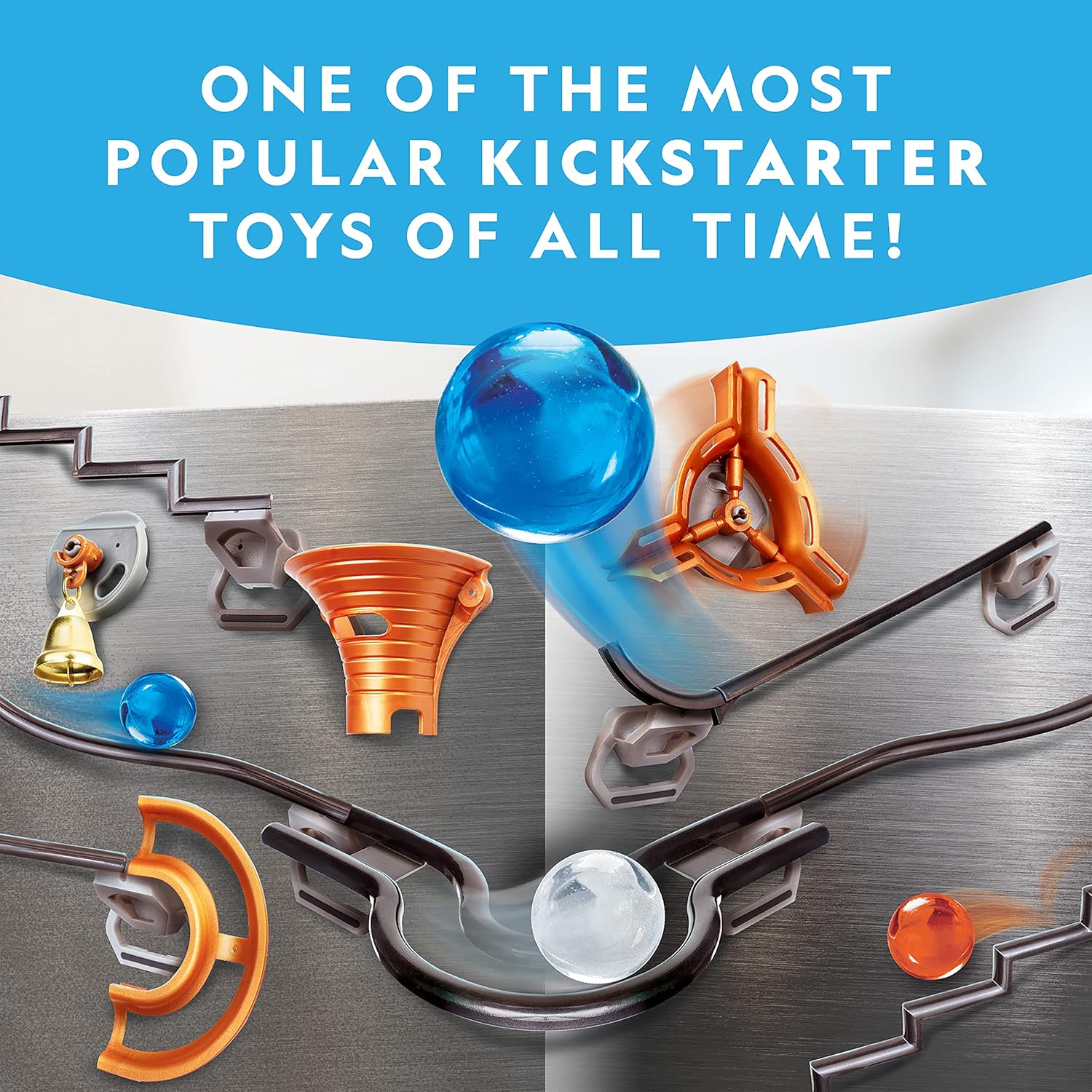 National Geographic Magnetic Marble Run - 75-Piece STEM Building Set for Kids & Adults with Magnetic Track & Trick Pieces & Marbles for Building A Marble Maze, STEM Project
